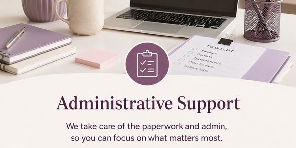 Workspace with administrative support materials, including a to-do list and laptop.