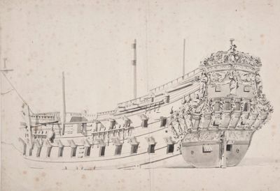 Willem van de Velde the Elder (c.1611-1693) image of Gallery and Transom, 1667. Collection: Swedish 