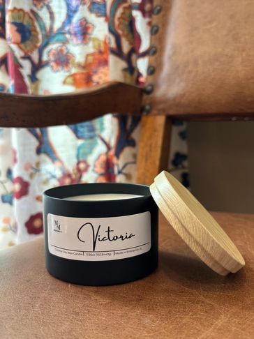 Character candles for historical romance novel, The Wayfaring Widow, the first novel in Casey Cline's Bird's-Eye View Series. It takes readers to 1854 America with real-life English explorer, Isabella Bird. It is available in ebook, Kindle Unlimited, paperback, and audiobook. The character candles embody the scents of the two main characters in the book: Victoria (lavender & sea minerals) and Harrison (leather, oakmoss, and amber)