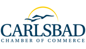 Logo of Carlsbad Chamber of Commerce with seagulls and sun.
