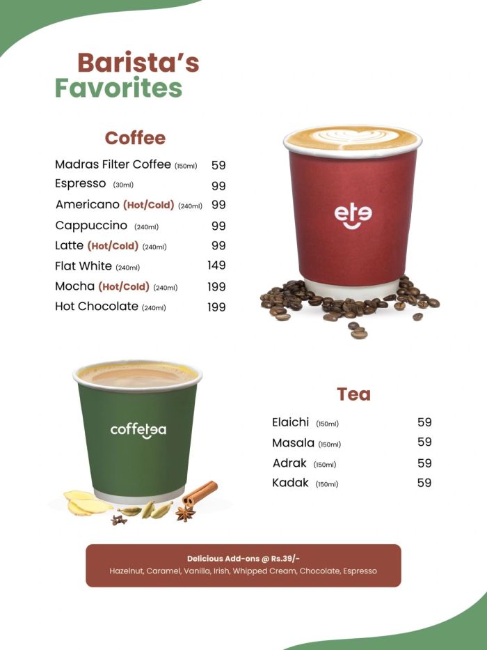 CoffeTea menu: Barista’s Favorites