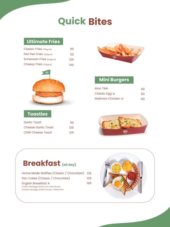 CoffeTea menu: Quick Bites