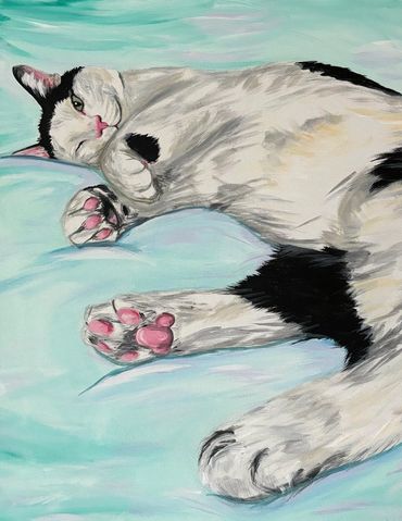 Custom Acrylic Painting of Cat by Anne Begley.