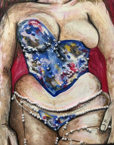 Corset of Michaela Stark Acrylic Painting and Beading by Anne Begley