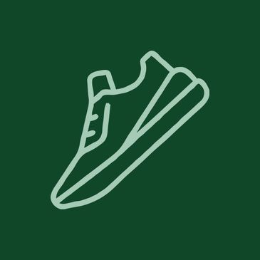 Minimalistic sneaker icon on a dark green background.