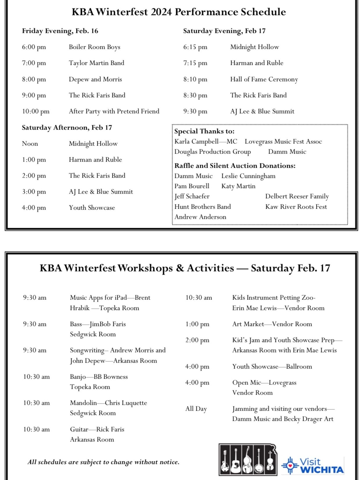 KBA Winterfest 2024 schedule and activities for February 16-17.