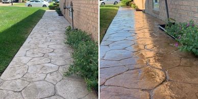 before and after concrete sealing stamped concrete - Wash & Seal LLC Macomb County, MI 