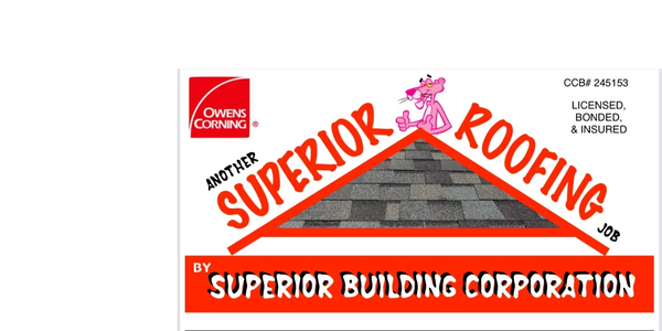 Roofing advertisement with Pink Panther and contact for free estimates.
