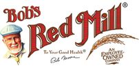 Bob's Red Mill logo featuring a smiling man and wheat graphic.