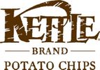 Close-up of Kettle Brand Potato Chips logo on packaging.