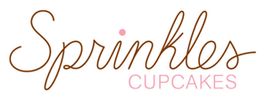 Elegant logo for Sprinkles Cupcakes with cursive and minimalist design.