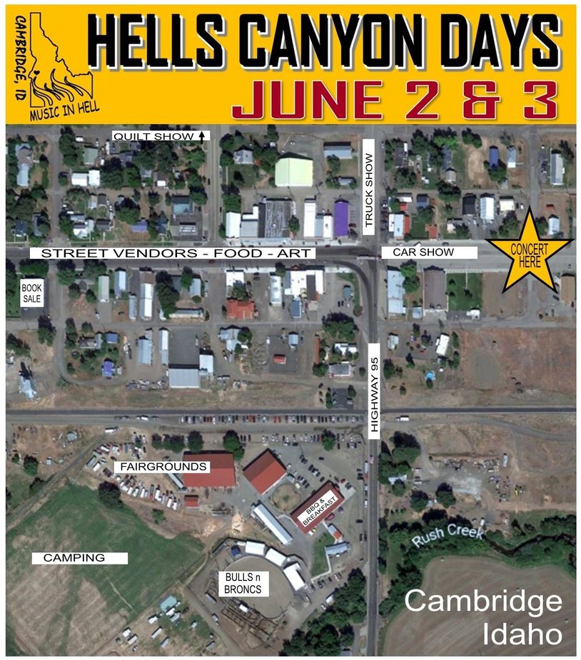 Hells canyon days and jam Cambridge Idaho event map
