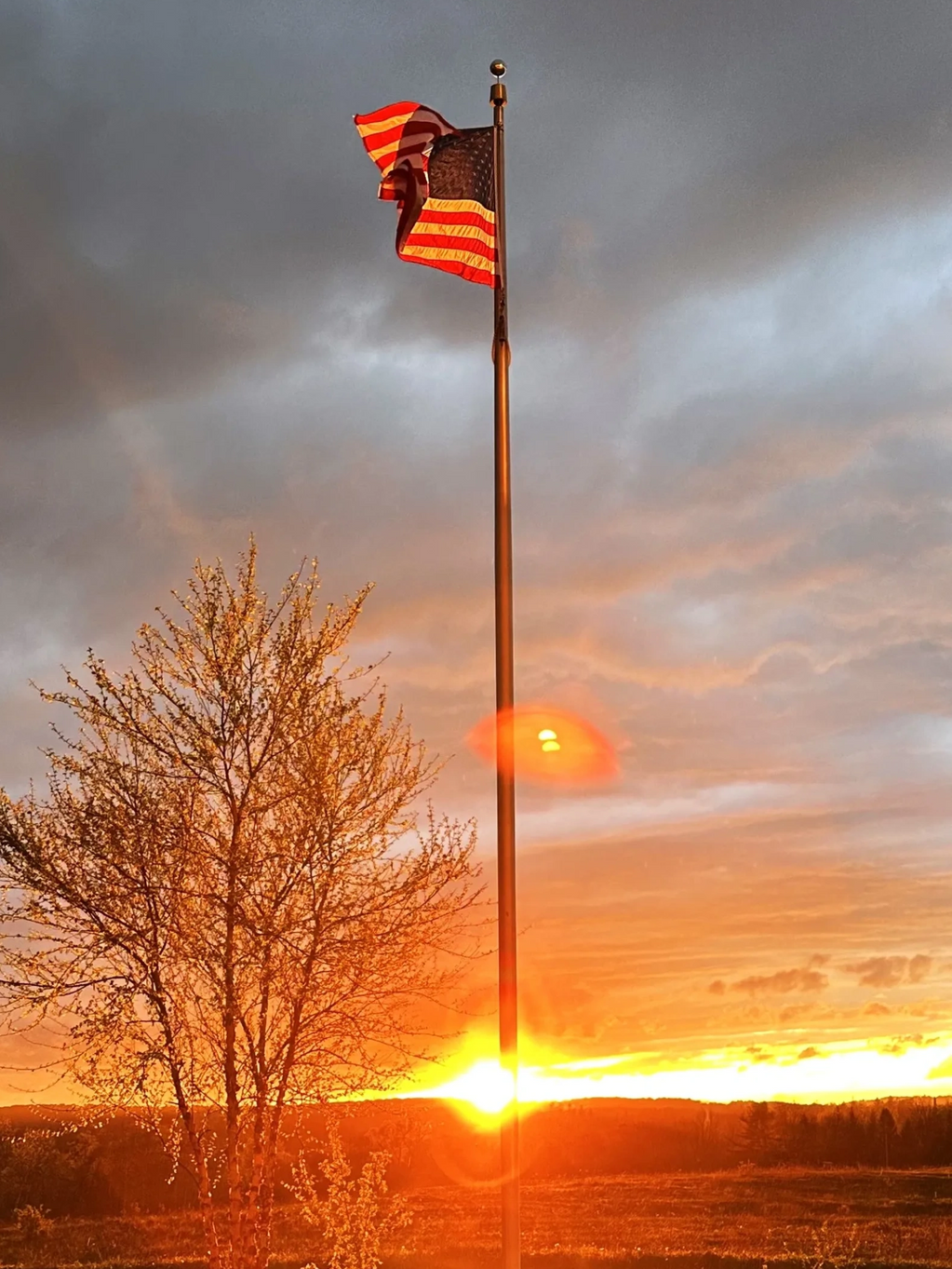 American Flag at sunset