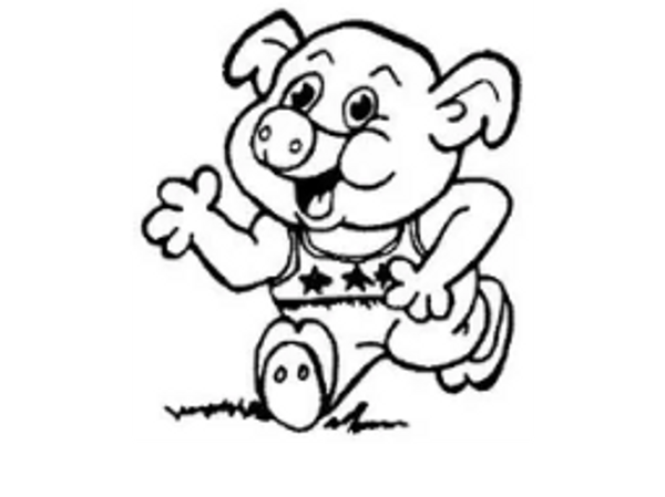 An illustration of a hog running and waving