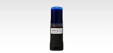 Portable device with blue LED lights on top.