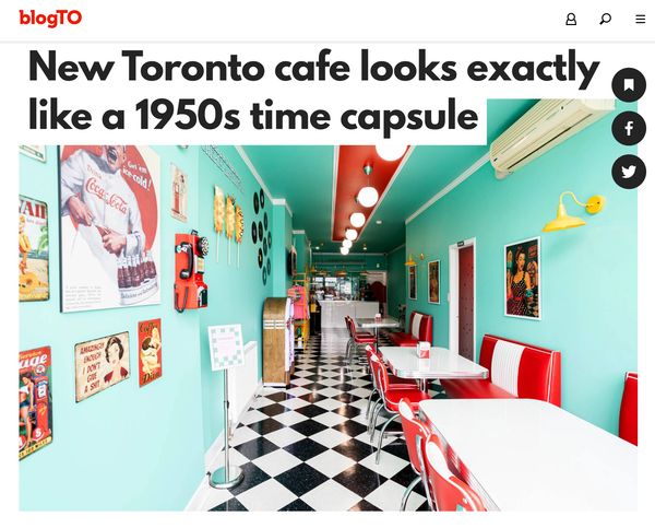 Imagine a retro '50s-style' diner, with chrome finishes, red booths and vintage decor