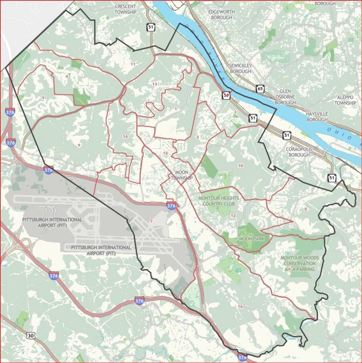 Map of Moon Township Voting Districts