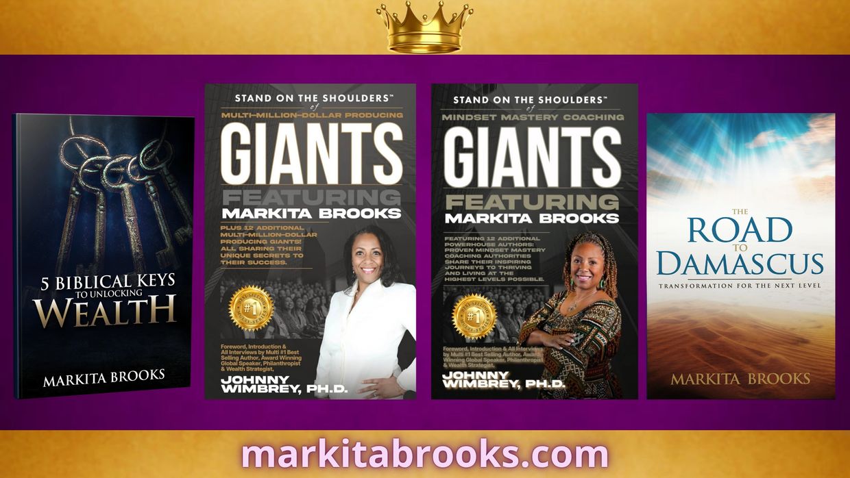 Four motivational books by Markita Brooks on wealth, mindset, and transformation.