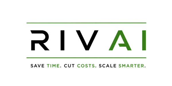RIVAI logo with the slogan: Save time. Cut costs. Scale smarter.