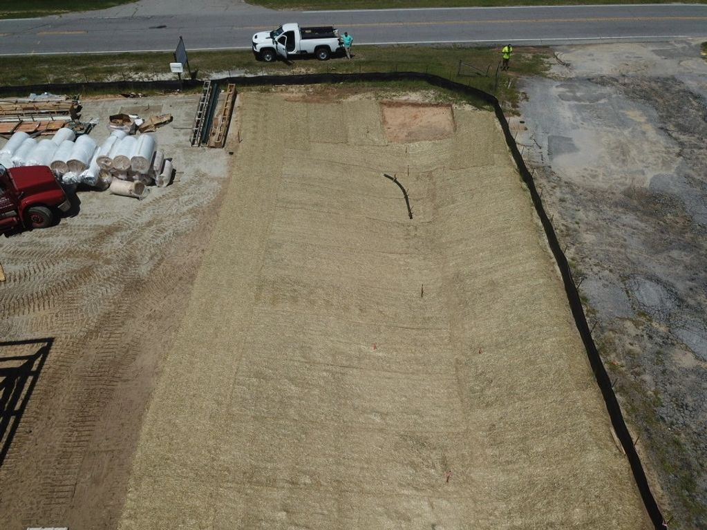 Shakespeare Road Retention Pond grassed and matted.