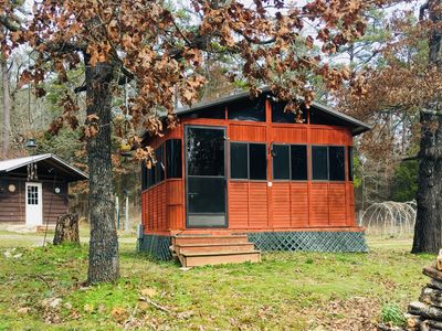 Gazebo where Hot Tub is located. Black Bear's Brown Cabin is seen in the background.