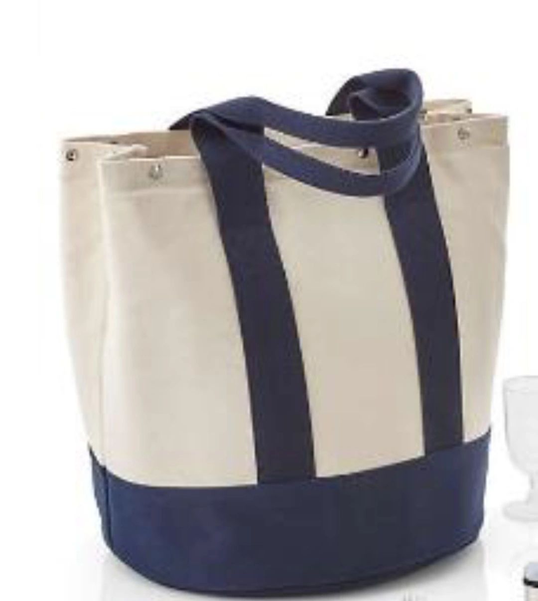 Outfitted Blue Canvas Picnic Tote