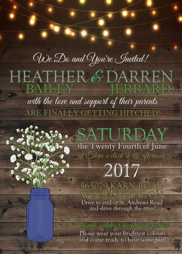 Dark Barn Board Wedding Invite
