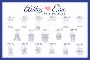 Blue and Pink Heart Seating Chart