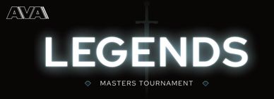 Logo for AVA Legends Masters Tournament with a sword in background.