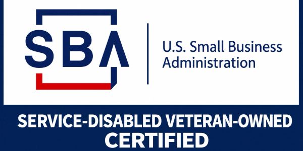 U.S. Small Business Administration logo with service-disabled veteran-owned certification.