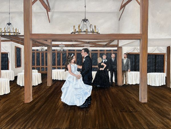 Aleia and Eric - Live Wedding Painting by artist Erin Leigh Boughamer of Event Painting by Erin.com