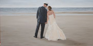 Live Wedding Painting of Ashley & Nabil by Artist Erin Leigh Boughamer - Event Painting by Erin