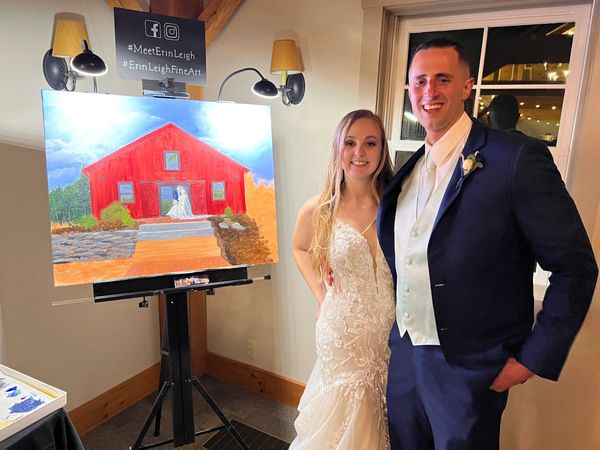 Live Wedding Painting  of Mel & Nick by Artist Erin Leigh Boughamer - Event Painting by Erin