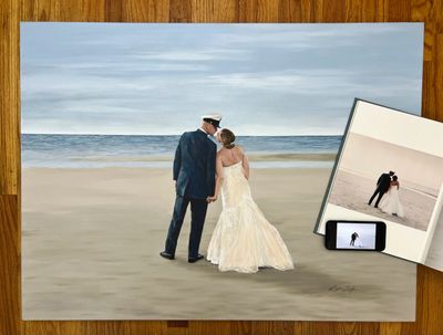 Wedding Painting with photograph by Artist Erin Leigh Boughamer of Event Painting By Erin 