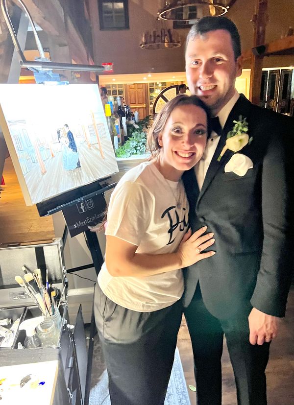 Live Wedding Painting with Aleia and Eric by artist Erin Leigh Boughamer of Event Painting By Erin