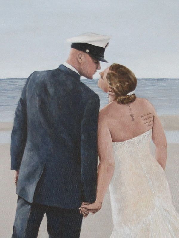 Live Wedding Painting of Ashley & Nabil by Artist Erin Leigh Boughamer - Event Painting by Erin