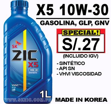 Aceite Zic 5w30 6 Litros / Gasolina Y Diesel