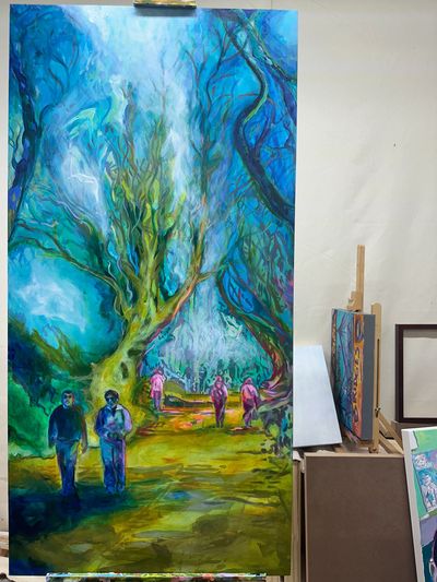 Artist’s Studio, painting, original art, Dark Hedges, Artist’s Easel, art buyer, painting, art