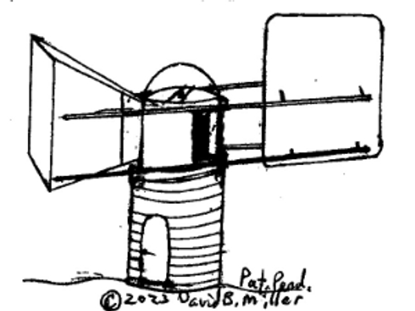 Seraph Power Systems concept drawing. Wind scoop; wind turbine housing; and directional wind vane.