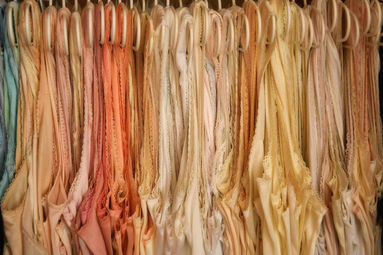 Vintage nylon slips on a rail