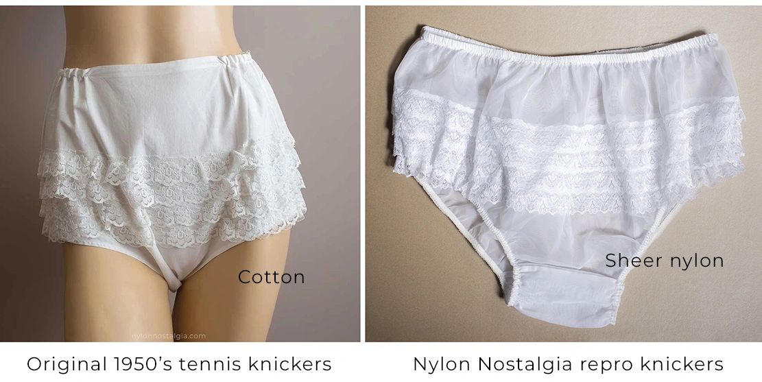Our own range of nylon and satin frilly knickers and frilly panties in  sizes SML to XXL