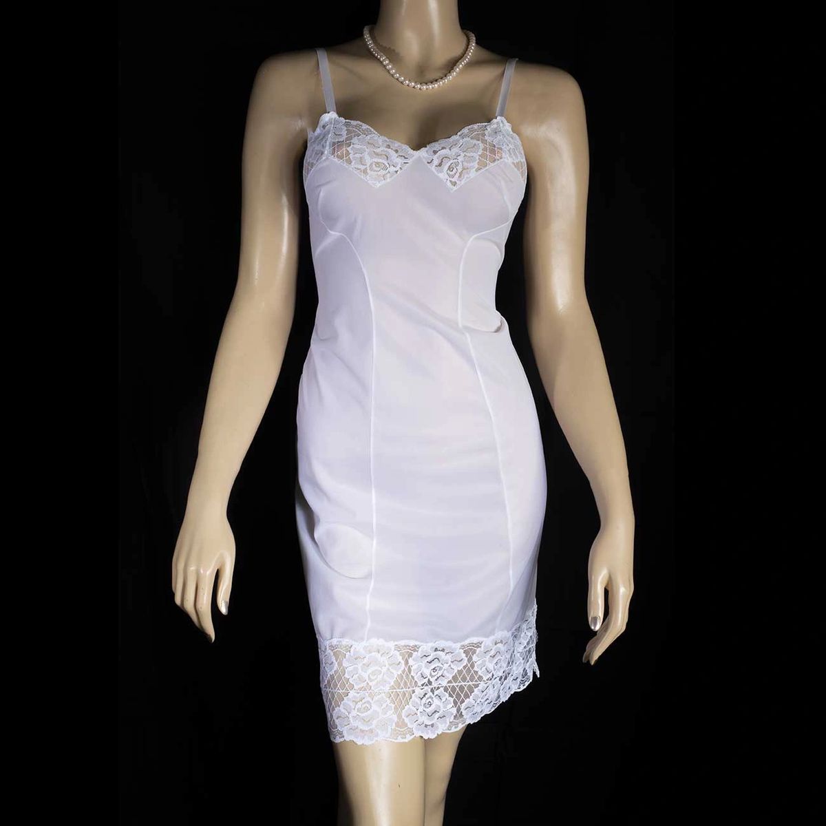 Desirable 1960's vintage Tausendsassa sheer silky soft white nylon and lace full slip by Schiesser