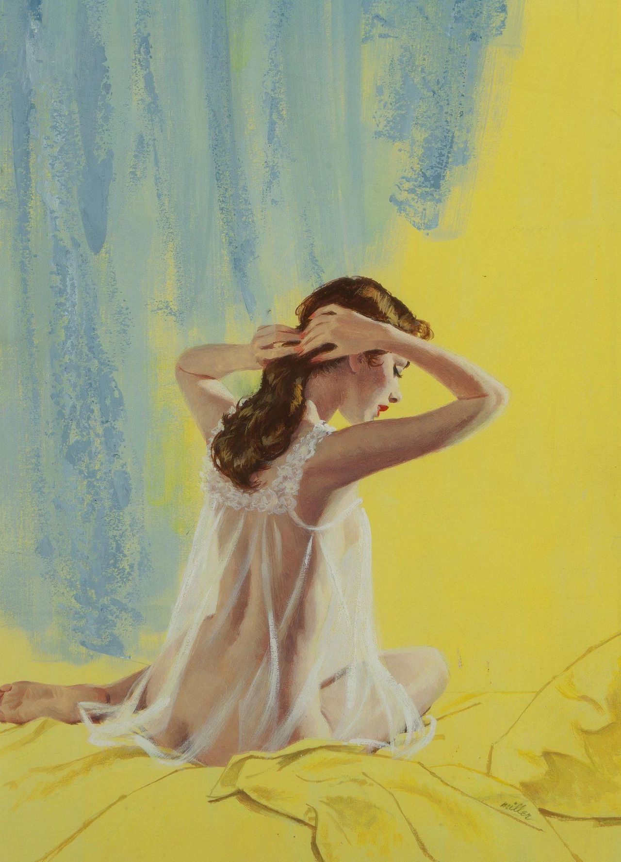 vintage lingerie art in pulp fiction - babydoll nightgowns