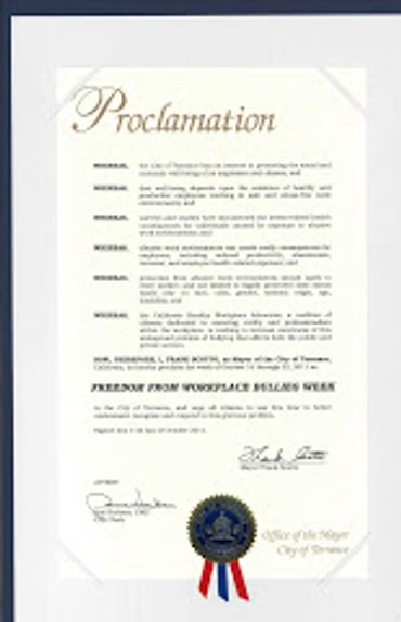 Proclamation against bullying in the workplace.