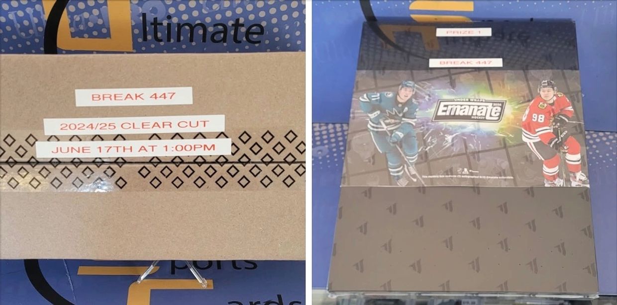 2024/25 Clear Cut hockey card break scheduled for June 17th at 1:00 PM.