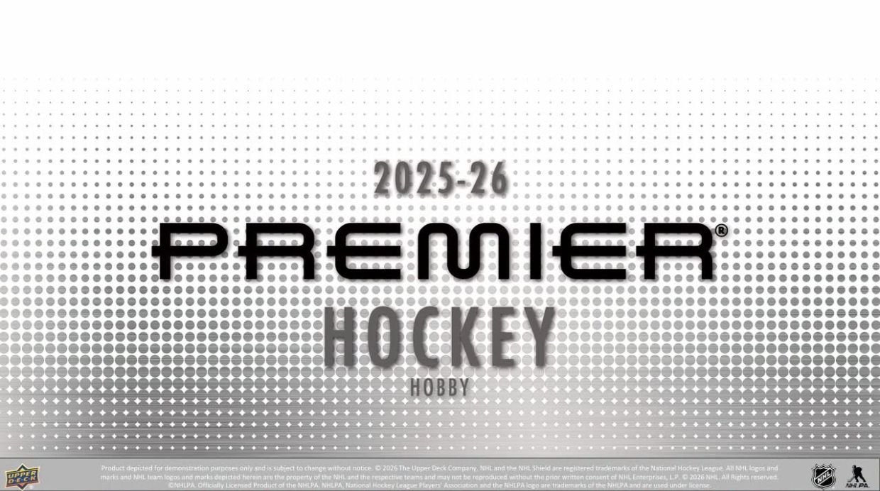 2025-26 Premier Hockey Hobby logo with a dotted background.