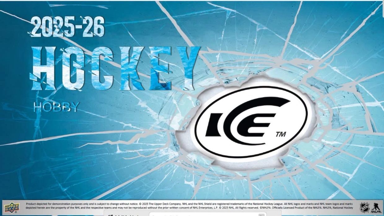 2025-26 Ice hockey hobby card set cover with cracked ice design.