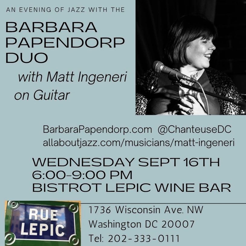 Jazz night with Barbara Papendorp Duo at Bistrot Lepic Wine Bar.
