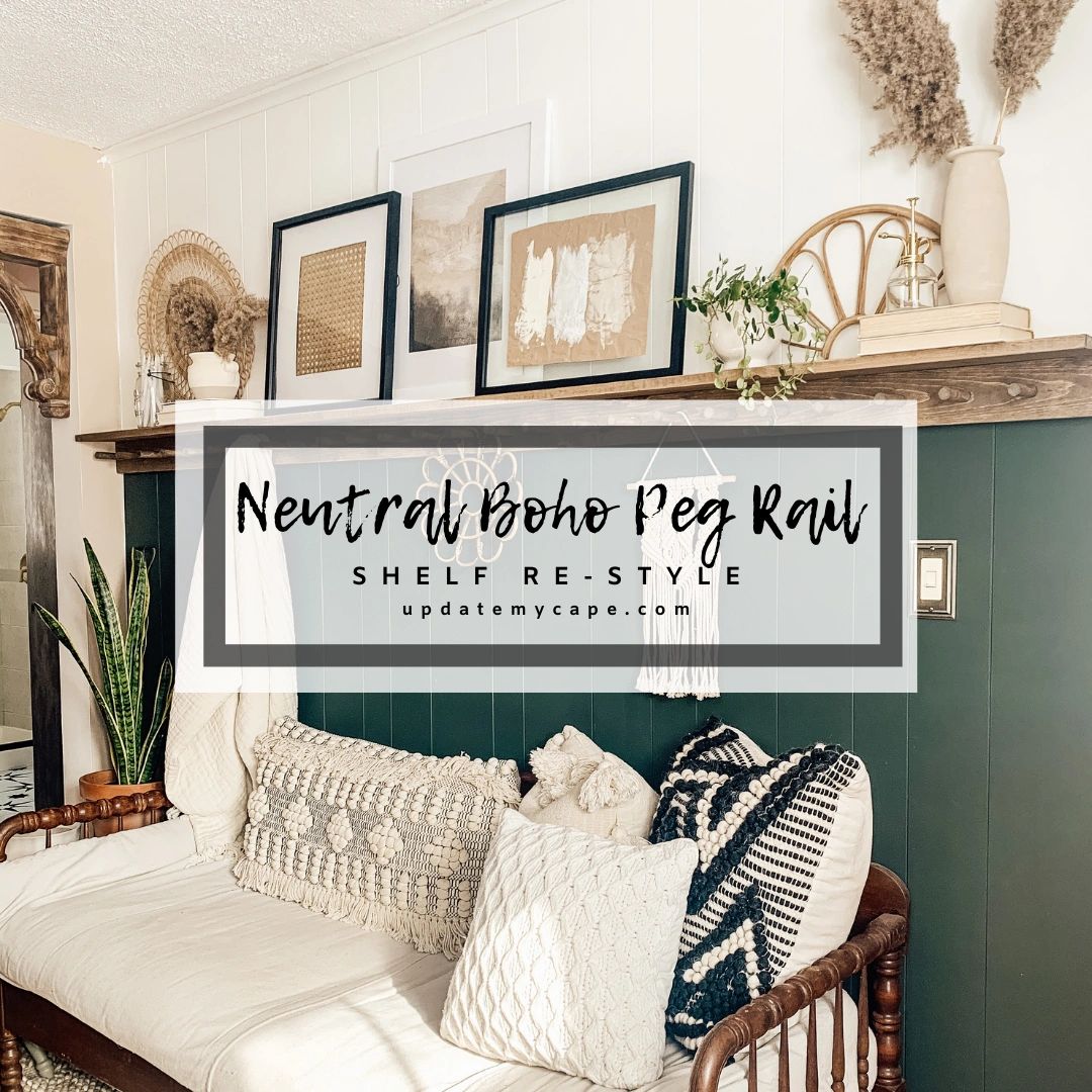 Neutral Boho Peg Rail Shelf