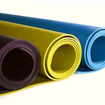 Black, yellow and blue color natural rubber sheet rolls